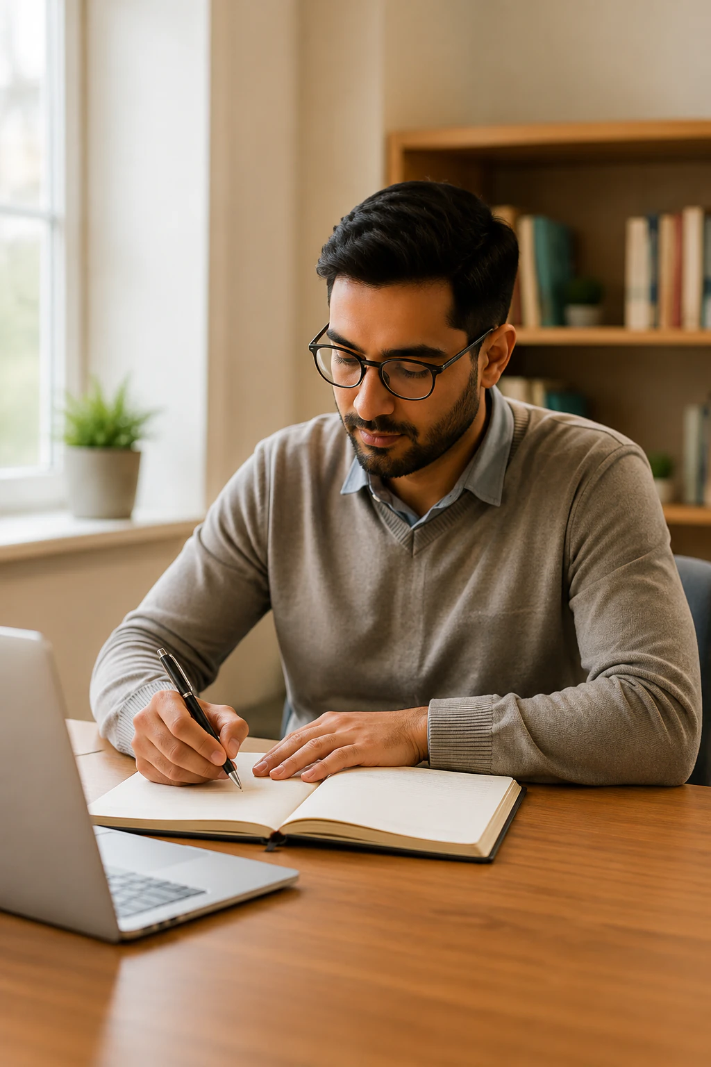 Adult social care learner working towards a qualification at a desk