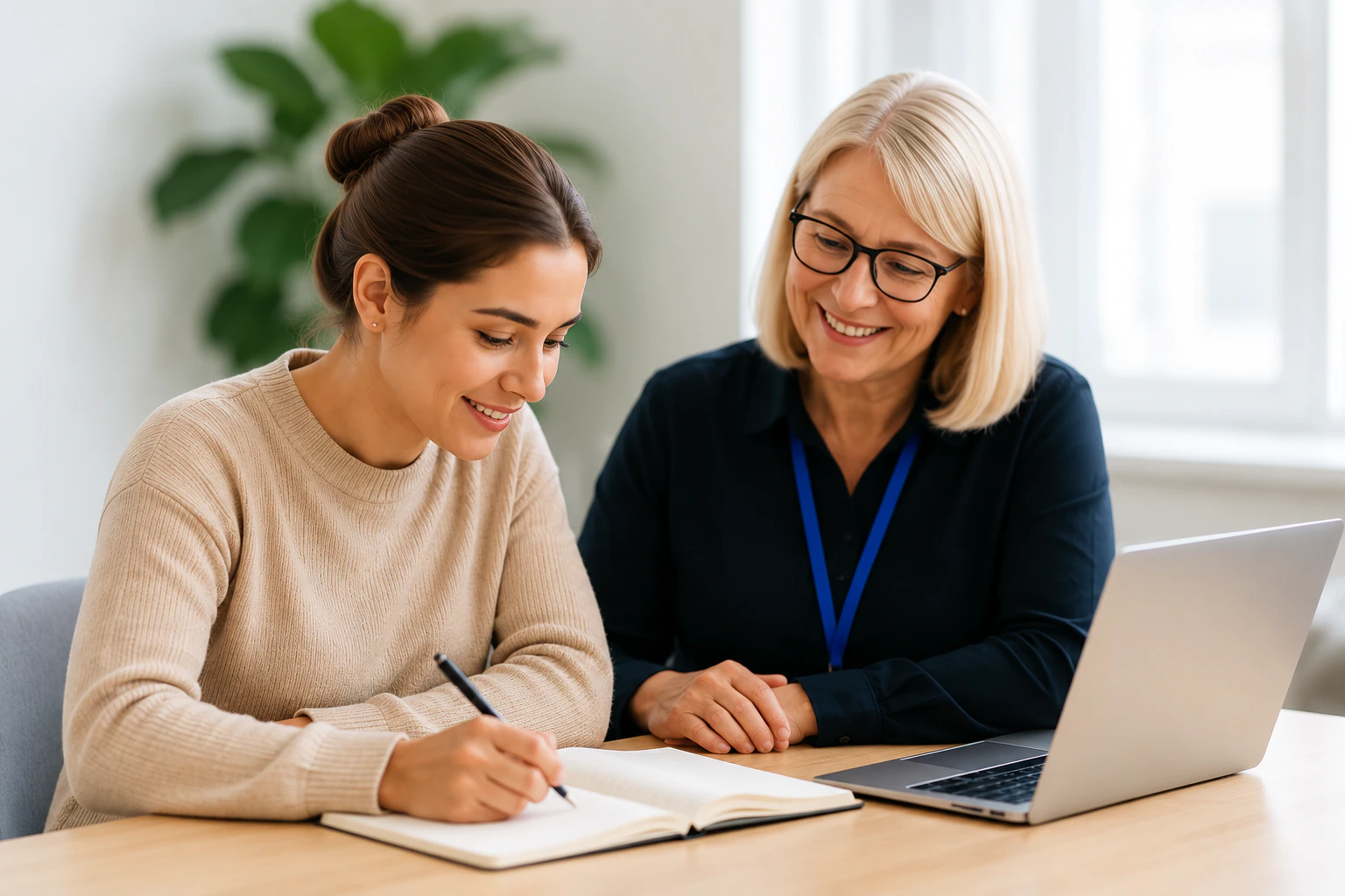 Employer supporting a learner with her qualifications and development